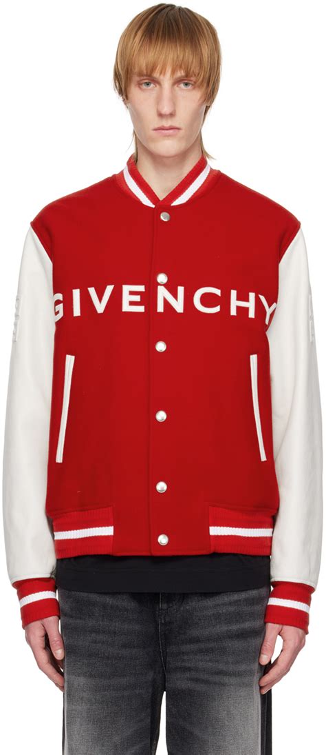 givenchy red word jacket|givenchy varsity jacket.